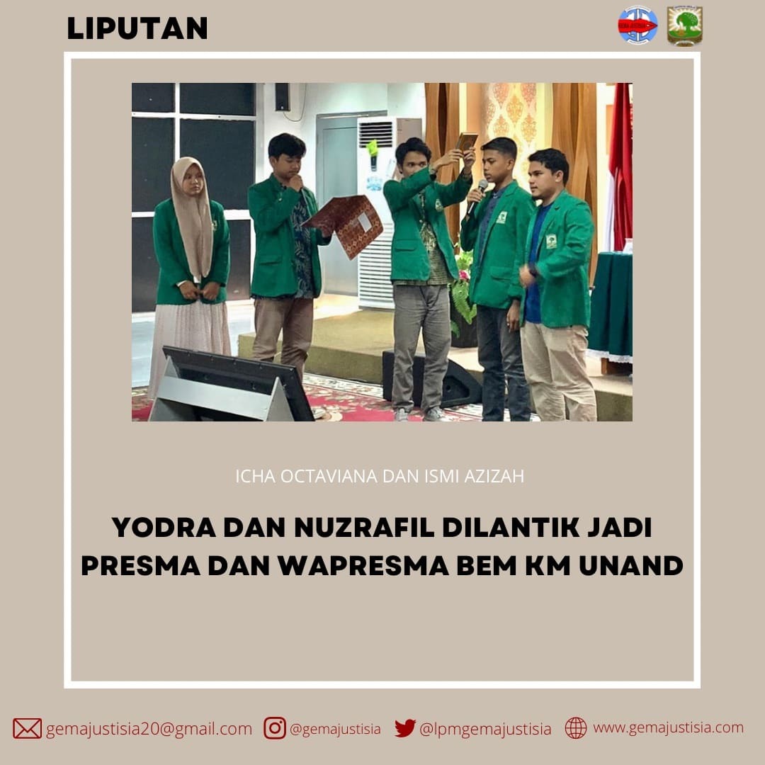 Yodra dan Nuzrafil Dilantik Jadi Presma dan Wapresma BEM KM Unand